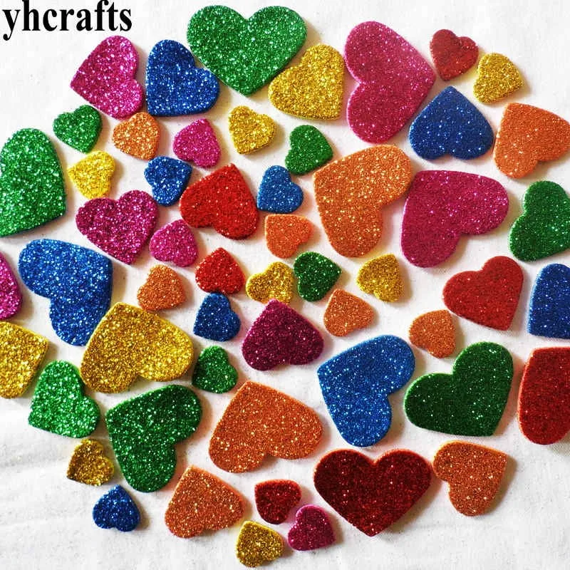 

10bags/LOT.Mix new Shiny hearts stickers 10 design Scrapbooking kit.Early educational toys Kindergarten craft toy Handmade work