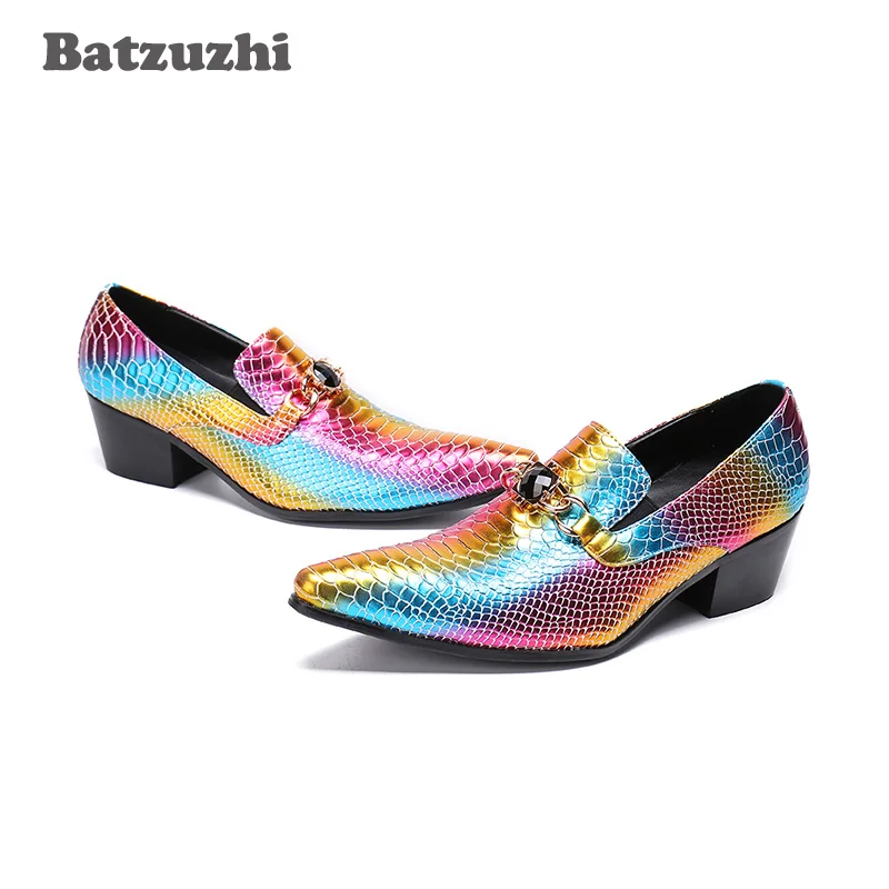 Batzuzhi итальянский Стиль Zapatos Hombre острый носок Мужская обувь Мути Цвет 6 5 см туфли