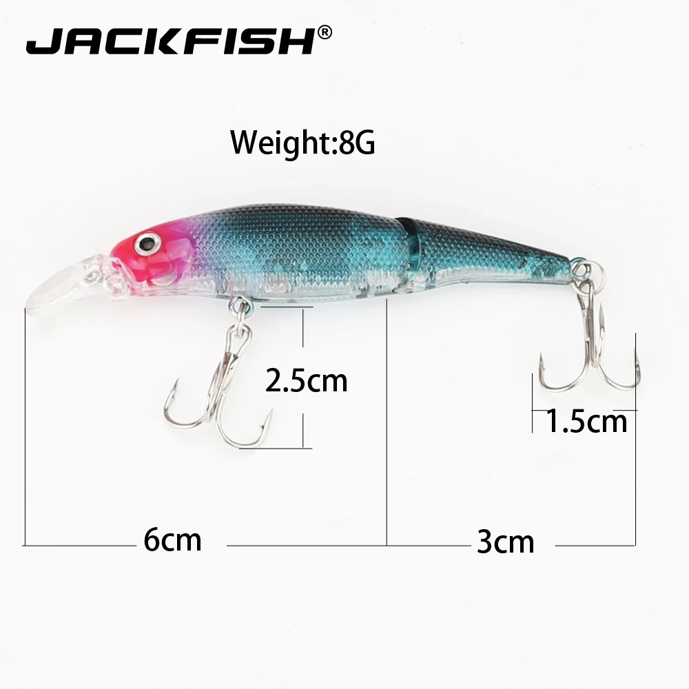 Джекфиш 2 секции Swimbait 3D глаза реалистичные рыболовные приманки с 6 # Тройной крюки