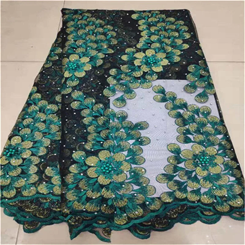 

African lace fabric 2019 high quality african French tulle lace fabric with stone beads guipure nigerian lace fabrics 5 yards
