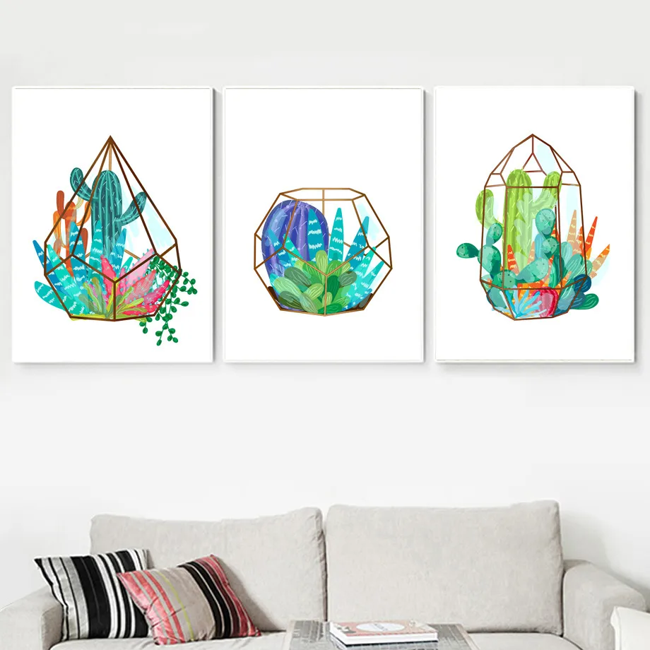 Gohipang висячая корзина кактус настенная живопись холст постеры и принты