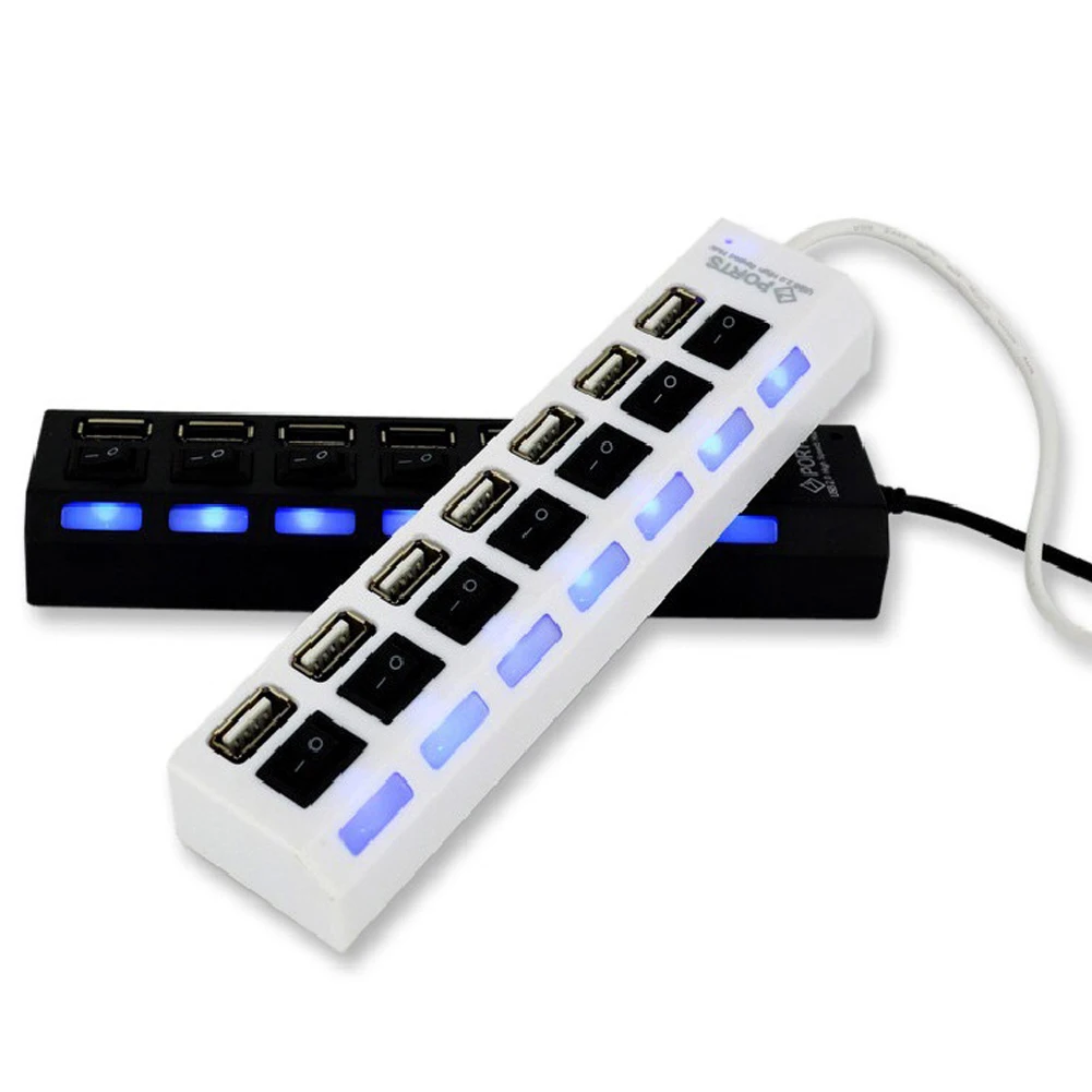 USB 2,0 7-Порты и разъёмы мульти Зарядное устройство Hub+ высокоскоростной адаптер ON/OFF переключатель для ноутбука/ПК