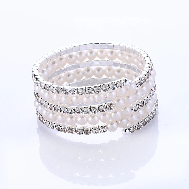 Модные хрустальные стразы браслеты из искусственного жемчуга для женщин