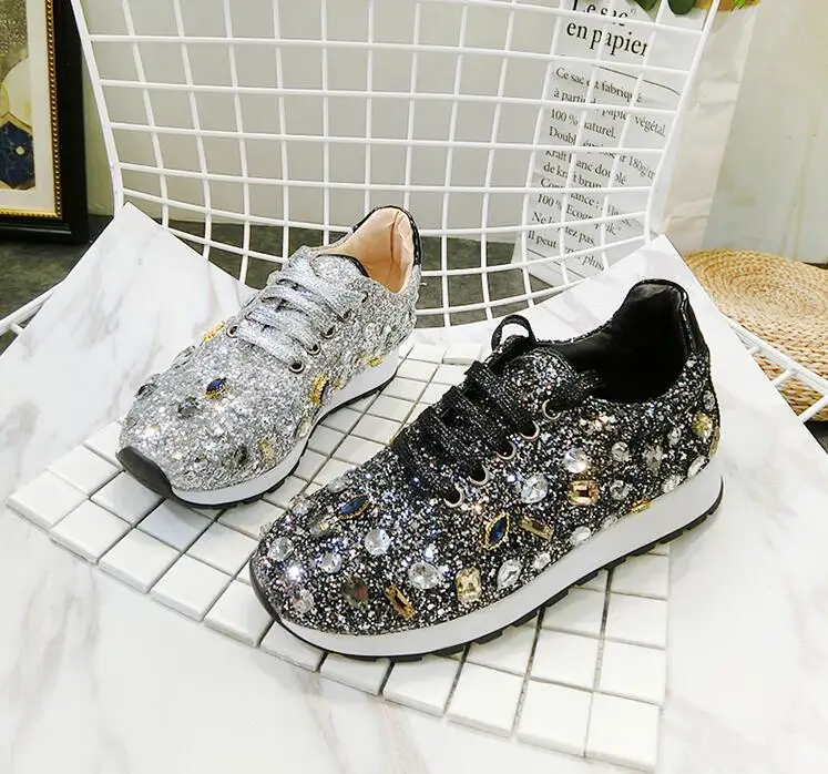 Stylesowner новые роскошные стразы кроссовки на шнуровке туфли плоской подошве