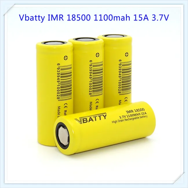 Vbatty IMR 18500 1100 мАч 15A 3 7 в перезаряжаемый литий полимерный аккумулятор с плоским