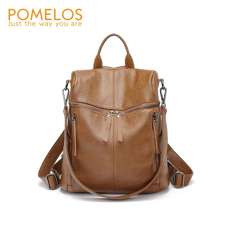 POMELOS Fashion Women Backpack High Quality PU Leather Soft Fabric Backpack For Women Waterproof Girls Backpack School Rugzak