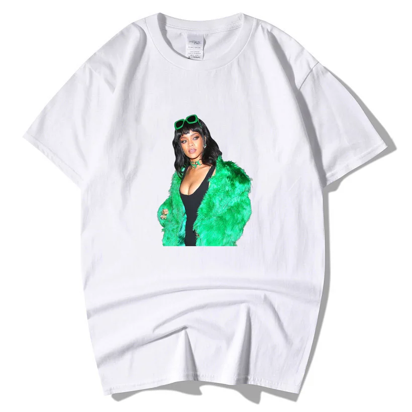 Футболка Rihanna для мужчин и женщин Уличная Повседневная летняя футболка в стиле