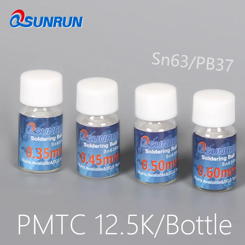 Горячие 4 бутылки/набор PMTC 0,35 мм 0,45 мм 0,5 мм 0,6 мм этилированные шарики для пайки 12,5 K для BGA набор трафаретов