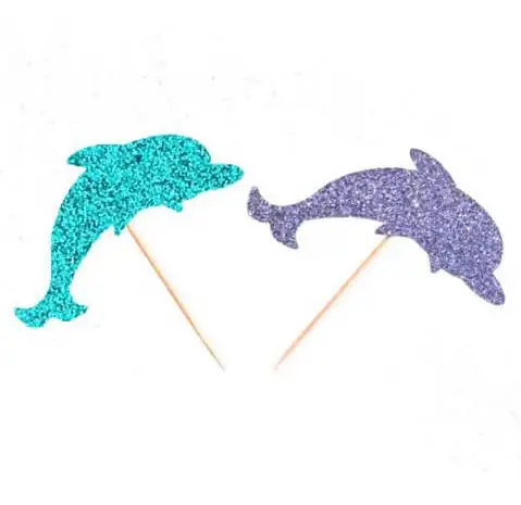 Блестящий Дельфин на день рождения пляж свадьба капкейк топперы крестины породы