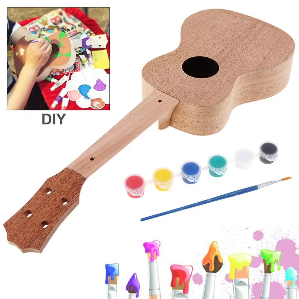 23 Inch Mahogany DIY Ukulele Kit Concert Hawaii Guitar with Rosewood Fingerboard and All Closed Machine Head | Спорт и развлечения