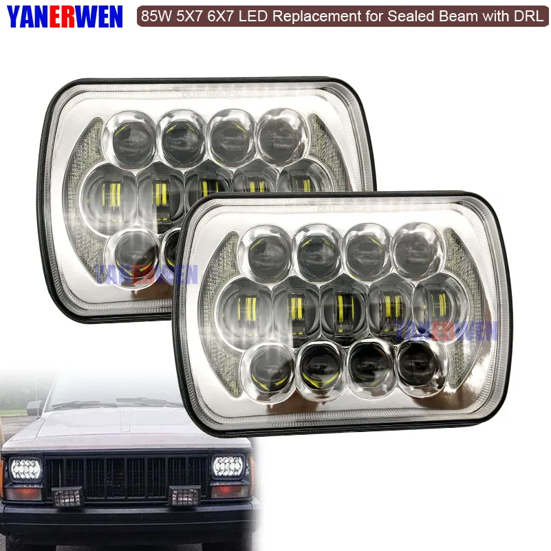 85 Вт 7x6 5x7 светодиодный ные прямоугольные фары для Jeep Wrangler YJ Cherokee XJ H6054 H5054 H6054LL 69822