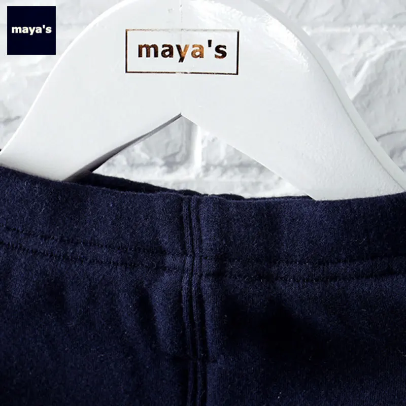 Mayas/зимние Утепленные обтягивающие штаны для девочек модные прямые детские штаны в полоску с боковыми полосками Детские хлопковые штаны 84016