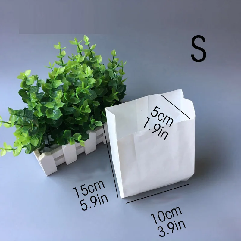 S15x10x5cm 20 шт белый крафт-бумажный пакет маслостойкий картофель фри жареный куриный хлеб, гамбургер буррито бумажные пакеты для еды на вынос - Цвет: S15x10x5cm