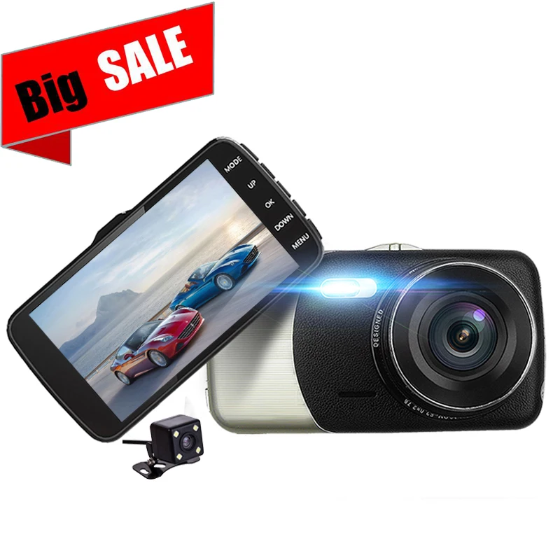Car DVR 4 Inch Dual Lens Rearview Camera Night Vision 1080P dash cam free shipping | Автомобили и мотоциклы