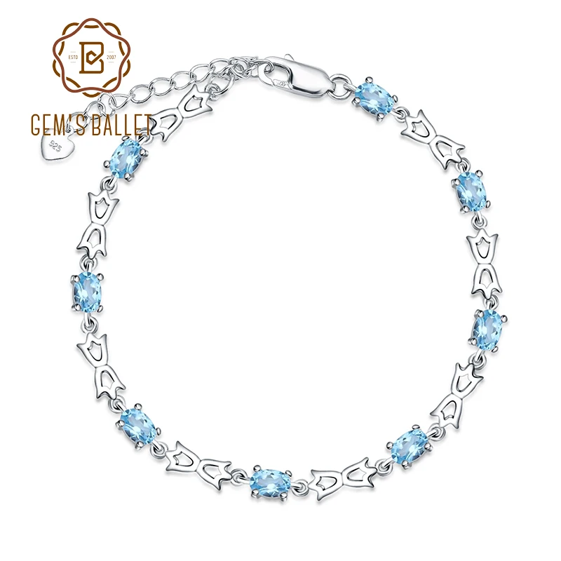 Женский Повседневный топаз GEM'S BALLET серебряные браслеты из драгоценных камней