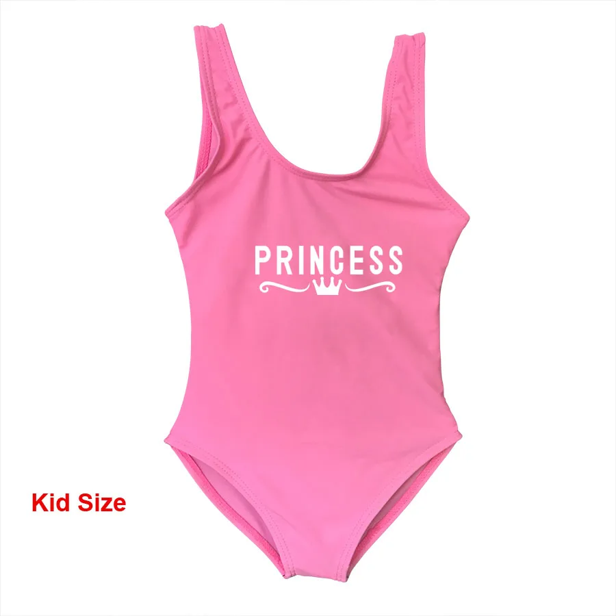 Kid Pink Детский слитный купальник для мамы и дочки с буквенным принтом «Королева и принцесса», купальник для мамы и ребенка, купальные костюмы для мамы и ребенка, бикини - Цвет: Kid Pink