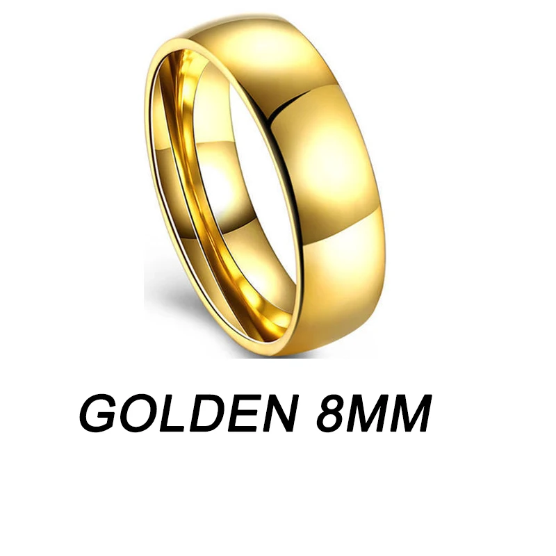 Golden8mm Простое розовое золото кольца для Для мужчин Для женщин пластина с серебряное кольцо нержавеющие стальные кольца ювелирные изделия обручальное кольцо пара аксессуары кольца - Цвет основного камня: Golden8mm