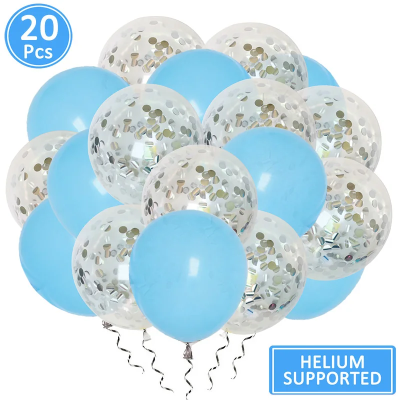 20pcs silver blue С Днем Рождения Бумаги Баннер розовое золото кисточкой гирлянды вечерние украшения для взрослых детей ребенка первый мальчик девочка конфетти шар поставки - Цвет: 20pcs silver blue