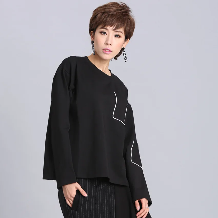 2018 spring new Korean students pink short chic ladies sweater female head loose sports shirt round neck | Женская одежда