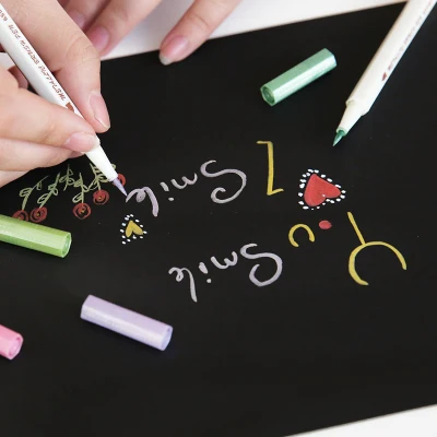 10 Colors Paint Marker Pens Scrapbooking Graffiti Colored Markers Set Metallic Brush Pen For DIY Black Card Album | Канцтовары для