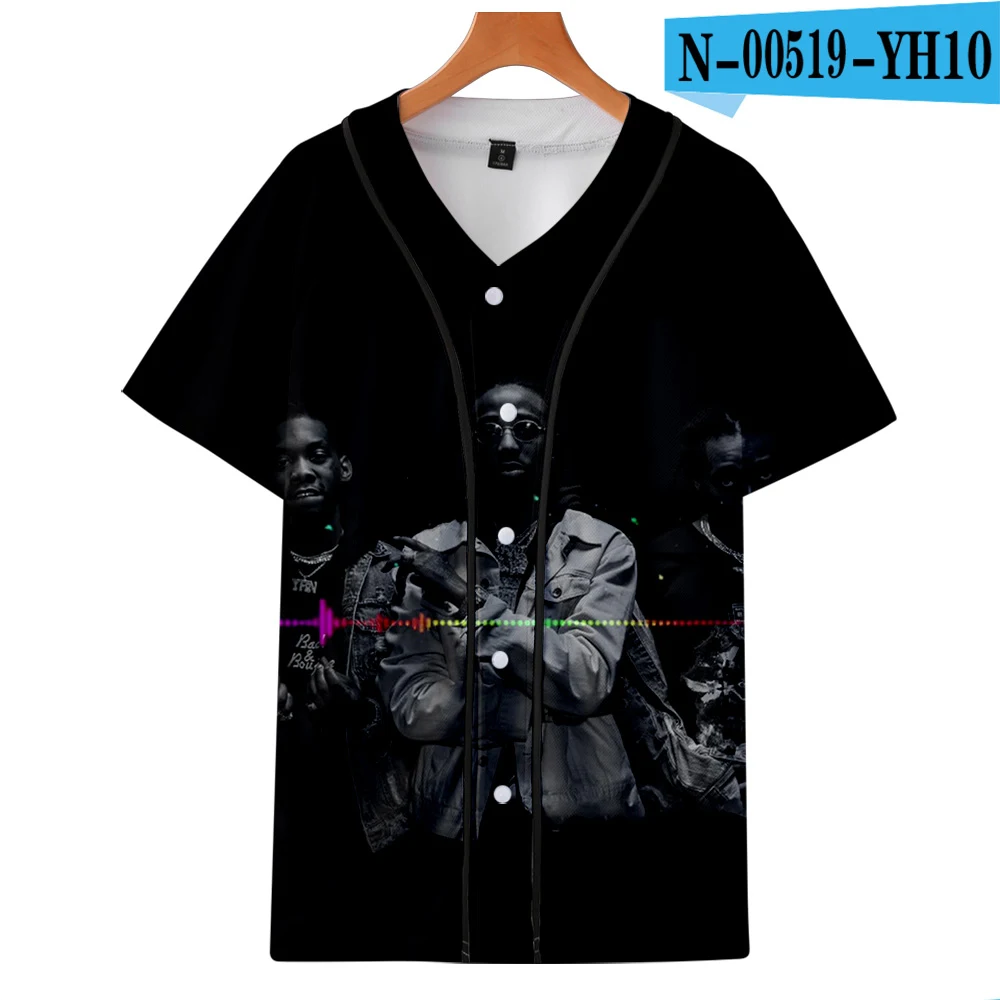 LUCKYFRIDAY Migos Rapper Harajuku 3D бейсбольная куртка с коротким рукавом мужская и женская модная мужская одежда летняя уличная Толстовка - Цвет: N00519