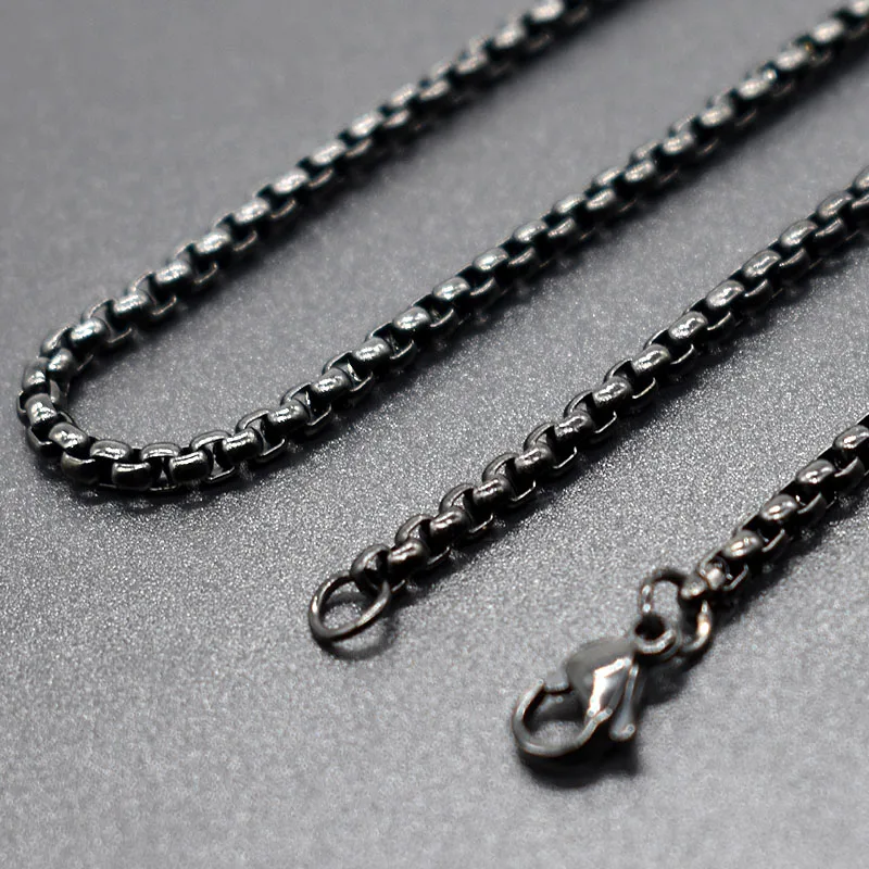 Black Color AMUMIU промо-акция! 40/45/50/55/60/65/70 см, 3 мм ширина 316L нержавеющая сталь для женщин и мужчин модные цепочки ожерелья KN002 - Окраска металла: Black Color