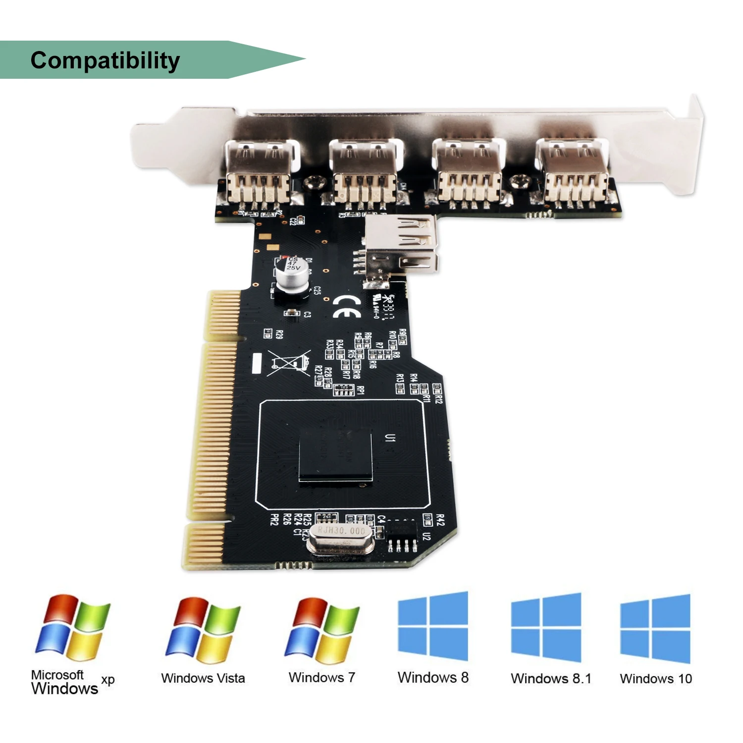 Плата расширения Ubit с 5 портами PCIto USB 2 0 плата 4 + 1 Настольная USB2.0 чип NEC | Компьютеры