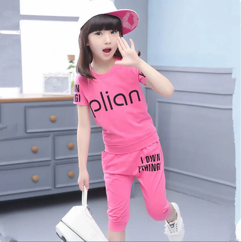 Модный комплект летней детской одежды 2019 года для девочек повседневный топ с