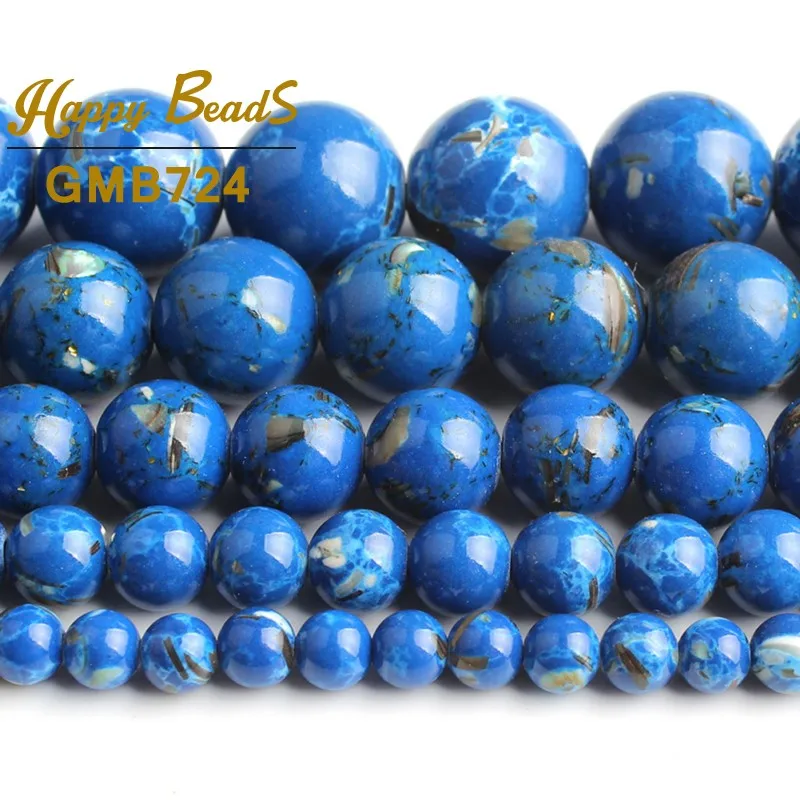 Темно-синяя ракушка бусины из синтетического камня бирюзы круглые с отверстием 15