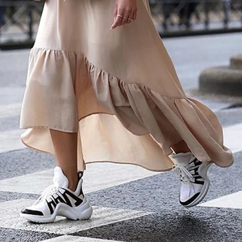 Women Sneakers Mixed Color Lace Up Platform Shoes 2019 Couple Street Style Daddy | Обувь