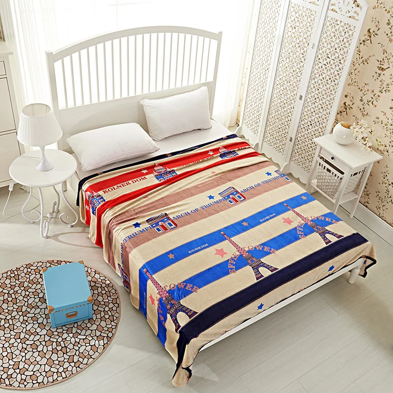 Модное мягкое одеяло в полоску с рисунком башни теплые коралловые клетчатые