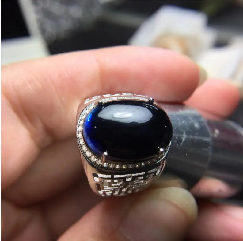 

14ct большой драгоценный камень, Для мужчин, кольцо, кольцо из нержавеющей стали сапфир драгоценный камень кольцо натуральный и натуральный с...