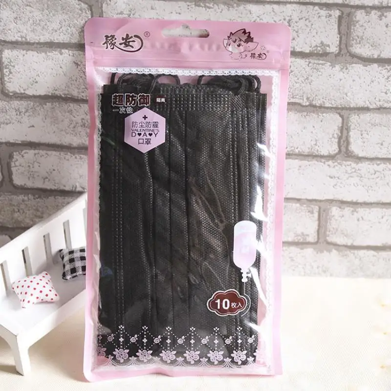 Black 10 шт./упак. пылезащитный одноразовые 3 цвета медицинский рот маска от гриппа мульти-Цвет запотевания хирургические уход за кожей лица петли уха Стиль гигиены маска для лица - Цвет: Black