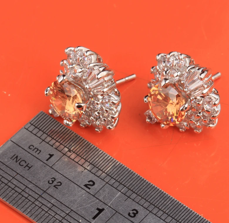 Элегантный Champange коричневый оранжевый Morganite Самоцветы 925 стерлингового серебра