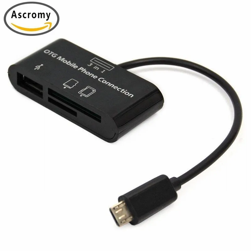 Адаптер Ascromy 3 в 1 для кардридера SD MMC TF OTG комплект подключения USB Meizu m3s m3 Note U10 U20 M5 M5s