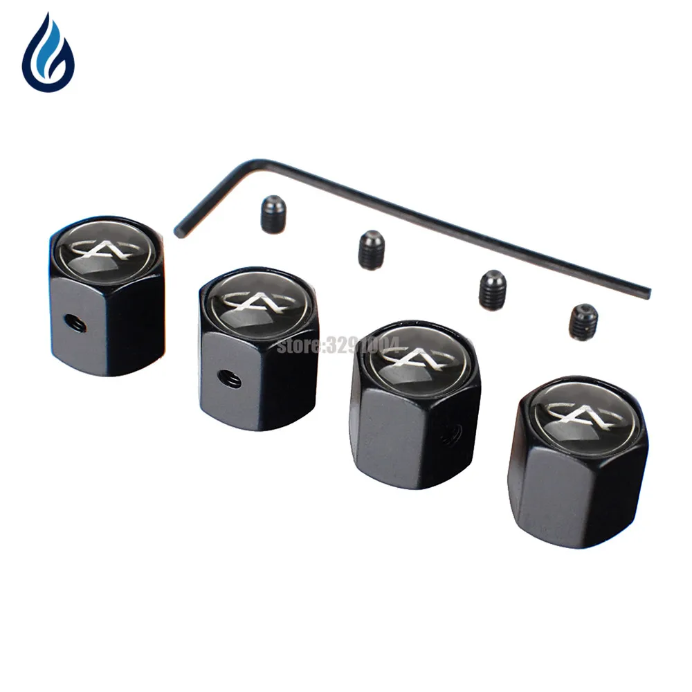 Black Колпачки для клапанов автомобильных колес, противоугонная Крышка для Chery Logo E3 Eq X1 Qq3ev 3x E5 A1 V5 Arrizo 3 5 7 A3 Tiggo 3 5 7 E3 A5 Qq - Цвет: Black