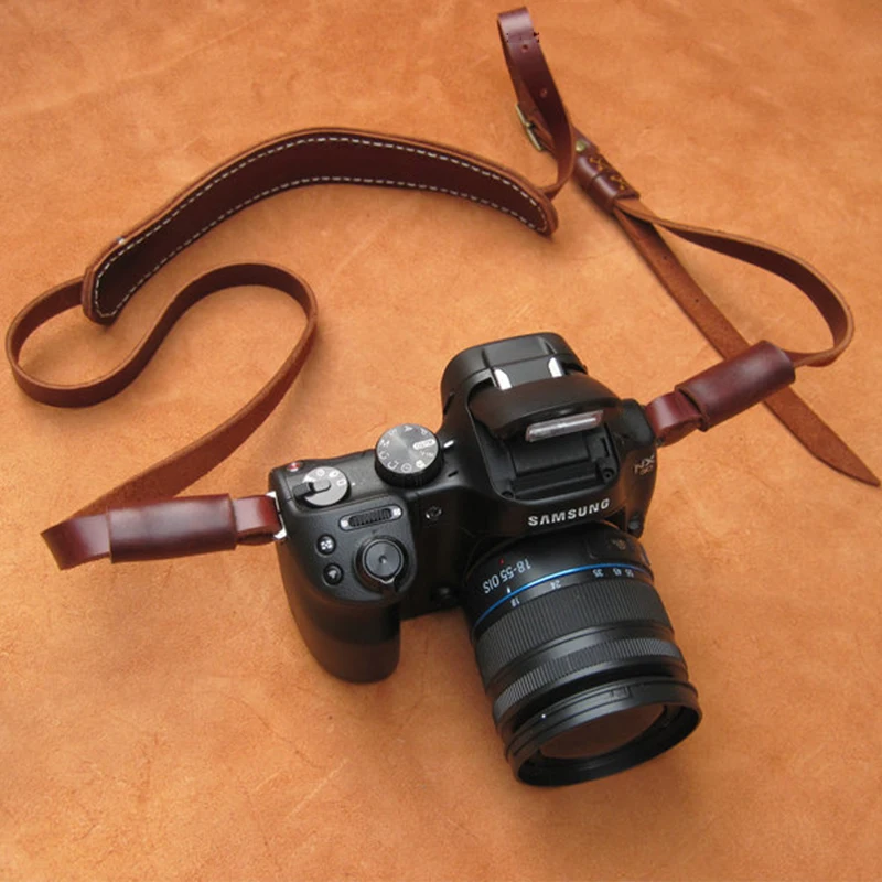 Manual Camera Neck Strap Adjustable Head Layer Cowhide Vintage DSLR Durable Leather Accessories | Электроника