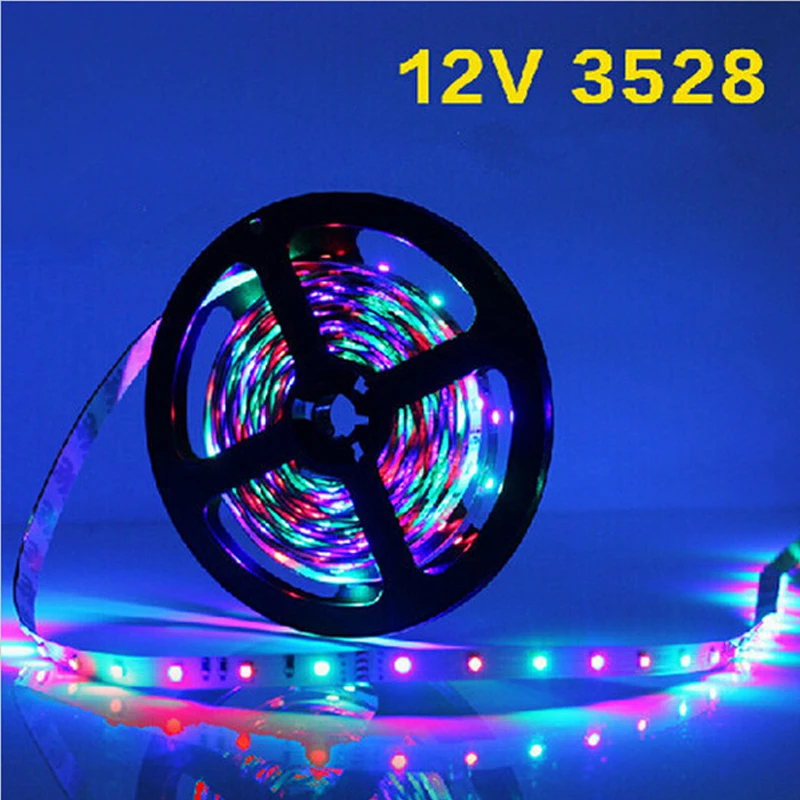 5 м Светодиодная лента RGB светодиодная Диодная TV LED DC 12V 3528 источник питания лампа