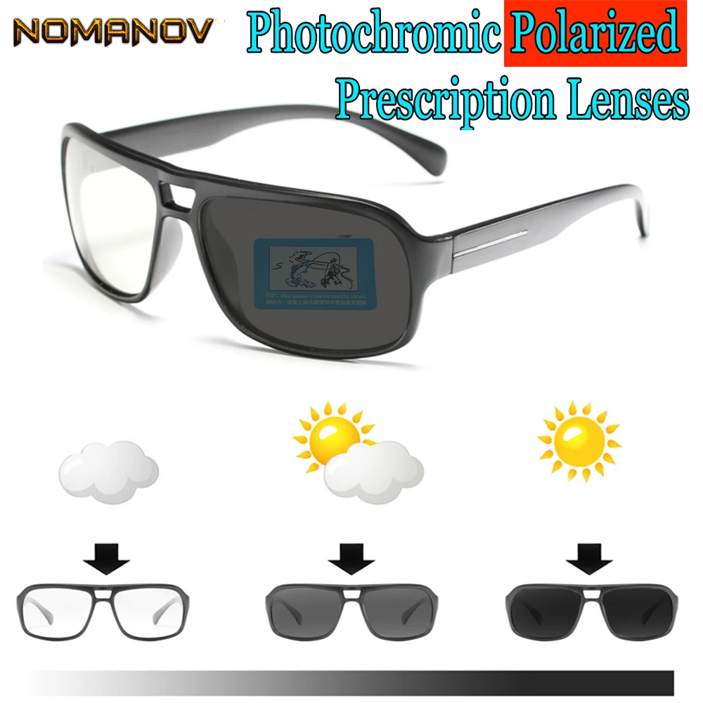 

Oculos Masculino Photochromic Polarized Prescription Sunglasses Custom Made Myopia Minus Lens -1 -1.5 -2 -2.5 -3 -3.5 -4 To -6