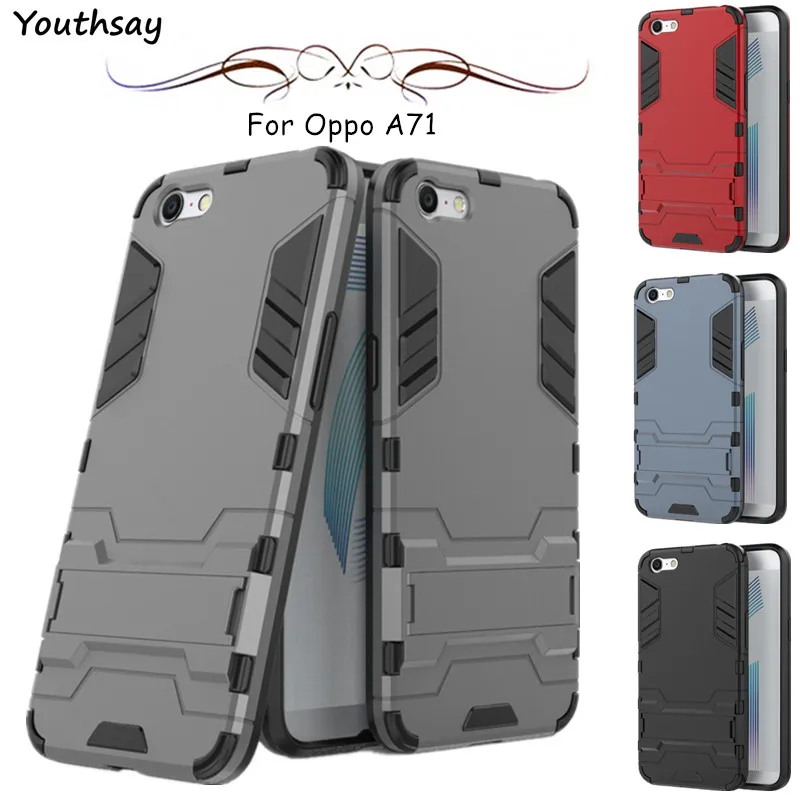 Oppo A71 Case Anti-Knock Robot Phone Stand PE + TPU Cover For Fundas A 71 5.2 inch Shell |