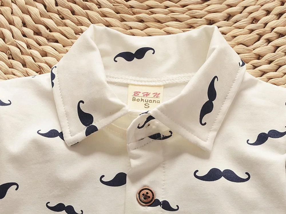 

2019 Kids baby Kids Toddler Kids Baby Boys Beard T Shirt Tops+Shorts Pants Outfit Clothes Set