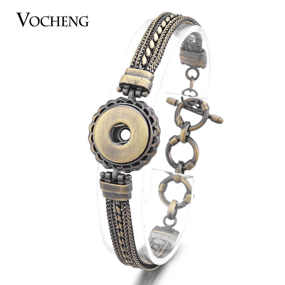 

10PCS/Lot Vocheng 2 Colors Multi Chain Snap Button Bracelet 18mm Antique Interchangeable Jewelry NN-450*10 Free Shipping