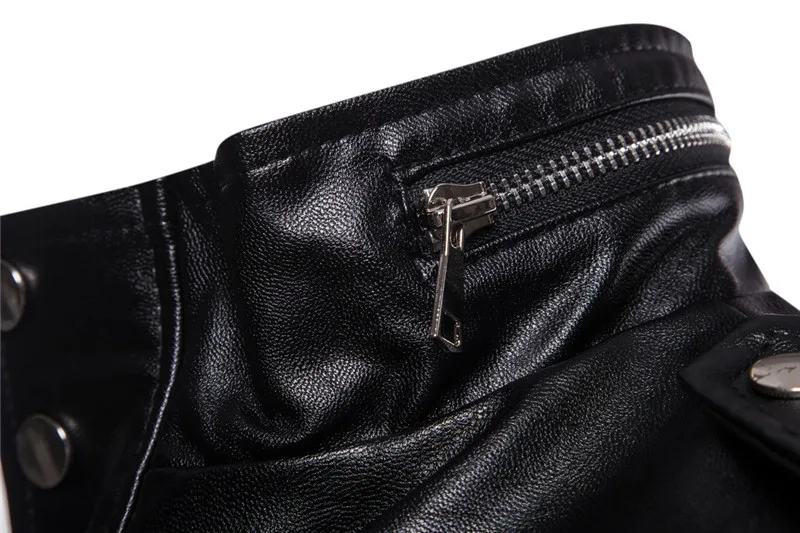

Autumn and winter men's leather jacket motorcycle long black windbreaker windproof PU leather jacket Stand collar coat