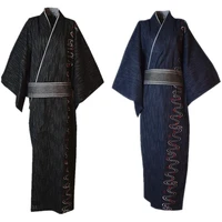 3pcset kimono suit traditional japanese male kimono with obi belt mens cotton bath robe yukata mens kimono sleepwear 022804