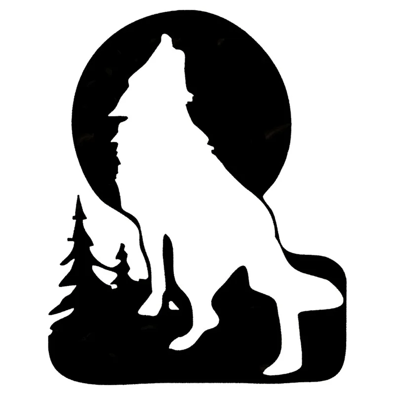 

12*15CM Funny Wolf Howling To The Moon Classic Car Sticker Decorative Vinyl Car Styling Decal Black/Silver S1-2272