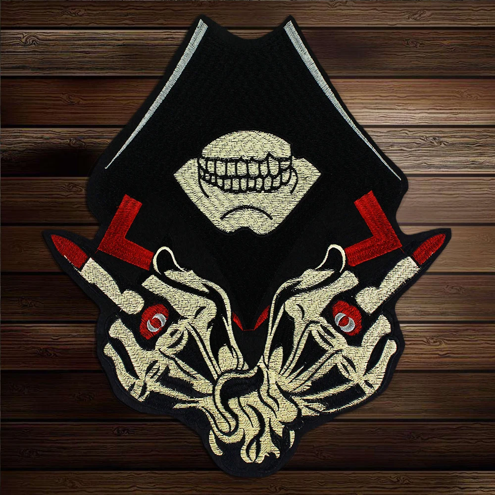 Punk Style Middle Finger Skeleton Gear Skull Patches Rock Appliques Iron on Jacket Biker Embroidery Badge A225 | Дом и сад