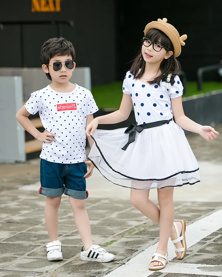 Одежда в горошек для всей семьи 1 предмет летние одинаковые футболки папы мамы