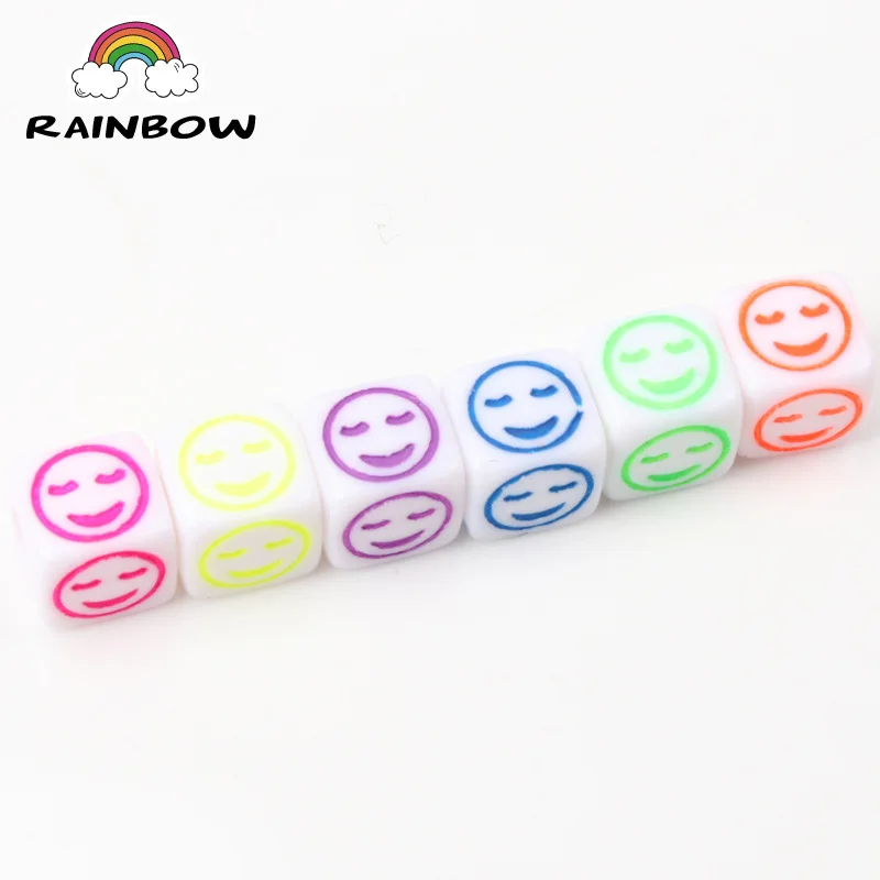 Mixed Acrylic Material Smile Face Cube Beads Spacer Loose For Jewelry Making Decoration DIY 6mm 100pcs | Украшения и аксессуары