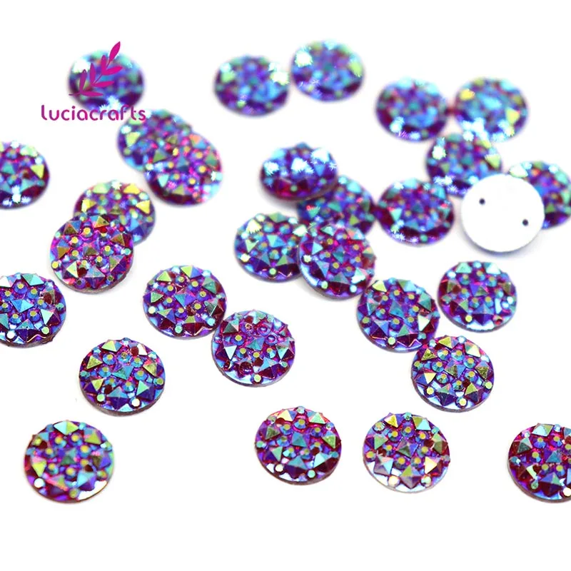 Lucia Crafts, 50 шт./лот, 10 мм, круглые стразы с плоским основанием, полимерные стразы, камни, бусины, сделай сам, для шитья одежды, D1210 - Цвет: rose