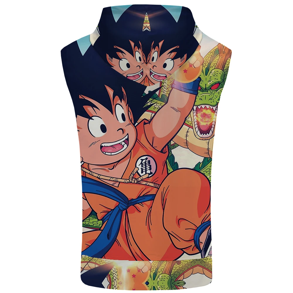 KYKU Dragon Ball топ с капюшоном рубашка Гоку война без рукавов желтый свитер жилет Стрингер мужская одежда хип хоп рок